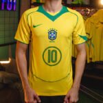 Camisa Brasil Retro Titular 2004 Total 90 Ronaldinho 10